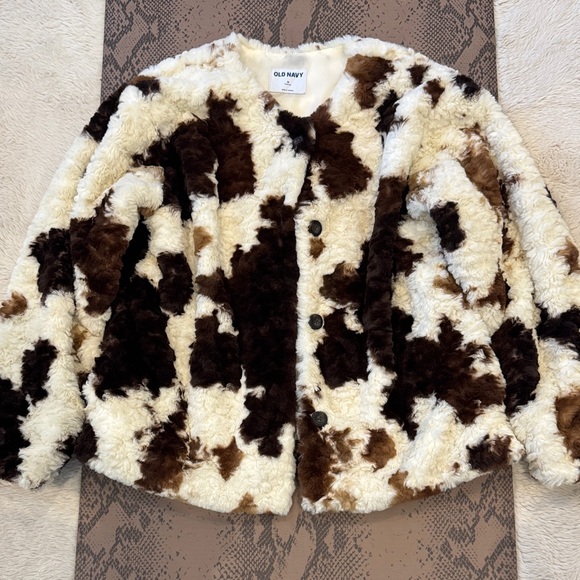 Old Navy | Jackets & Coats | Old Navy Faux Fur Cow Print Jacket | Poshmark